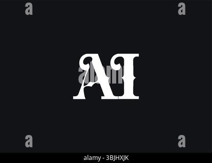 AI Logo Retro Gothic Monogram Design For Tech, Chatbot, Virtual Assistant, Neural Network, SaaS, Smart Digital Tool For Startup of Communication Stock Vector