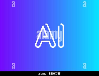 AI Outline Logo Monogram Design For Tech, Chatbot, Virtual Assistant, Neural Network, SaaS, Smart Digital Tool. Perfect For Startup of Communication Stock Vector