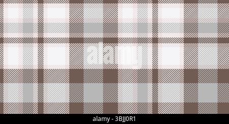 A seamless gray and brown tartan plaid pattern with soft, neutral tones, perfect for modern textiles, minimalist decor, and casual fashion. Stock Vector