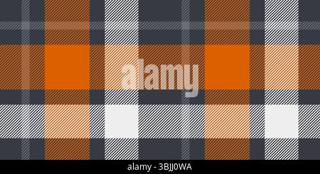 A bold orange, gray, and white tartan plaid pattern with contrasting tones, perfect for modern textiles, autumn designs, and stylish decor. Stock Vector