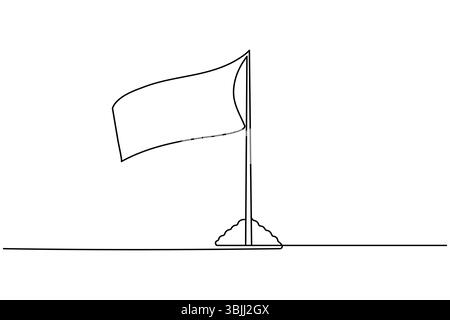 National flag on pole continuous one line drawing minimalist style isolate outline illustration Stock Vector