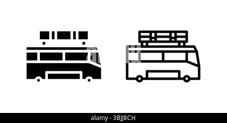 Vector icon set of city bus, perfect for public transport and commute visuals Stock Vector