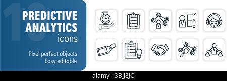 Ten vector icons representing concepts related to predictive analytics, suitable for websites and presentations Stock Vector