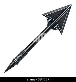 A high-detail, futuristic arrowhead featuring a sharp metallic finish, aerodynamic shape, and symmetrical precision—ideal for conceptual design Stock Vector