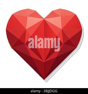 Geometric Red Heart Sticker – Polygon Love Symbol for Valentine’s Day, Cards & Digital Art Stock Vector