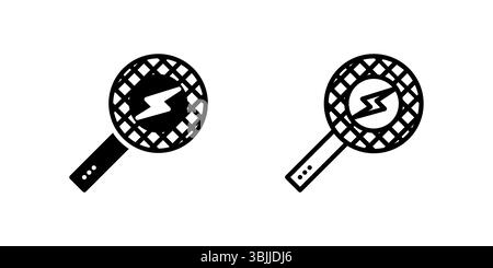 Electric mosquito racket icon set for insect control Stock Vector