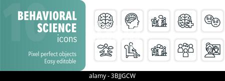 Set of behavioral science icons depicting human psychology Stock Vector