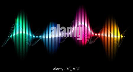Abstract background with a colourful soundwave design and flowing lines Stock Vector