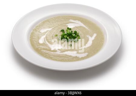Roast elephant garlic soup isolated on white background Stock Photo