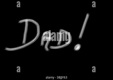 The word Dad written with computer brush on a black background. Illustration. Background Stock Photo