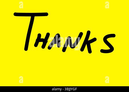 Creative calligraphic thank you template design. Conceptual Thank You typography. Editable illustration. Yellow background. Stock Photo