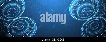 Abstract background. Scientific and technological concept with the use of technical elements formed in the shape of a circle. Vector Stock Vector