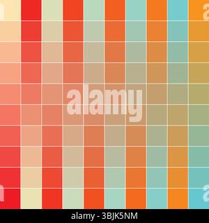 This dynamic vector pattern features a seamless colorblock design with a rich palette of autumn-inspired shades, including reds, oranges, and blues. P Stock Vector