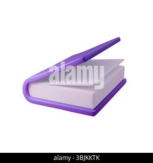 3d Purple book vector illustration, capturing knowledge and education. Perfect for e-learning, publishing, and academic themes. Colorful, modern Stock Vector