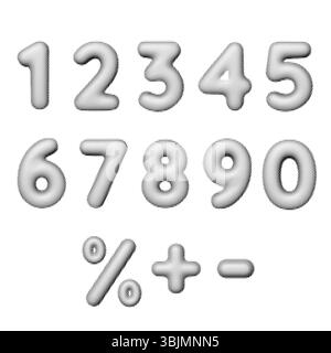 Halftone gradient vector illustration of 3D numbers and symbols. Trendy dotted style for modern designs and typography. Ideal for digital art, posters Stock Vector