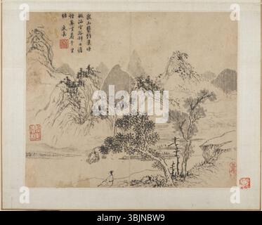 真作】絵画 中国風山水画 静寂と癒しの景色 古の風景を描く
