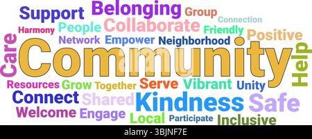 Community Word Cloud - Collaborative Support & Positive Connection Keywords Stock Vector