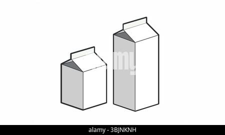 Milk Box Icon Set. Vector isolated editable black and white simple illustration set of a milk box Stock Vector
