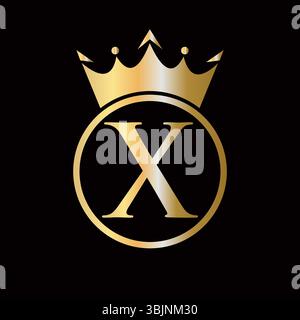 Crown Logo On Letter X Concept With Crown Icon Vector Template For Beauty, Jewelry, Fashion, Elegant Symbol Stock Vector