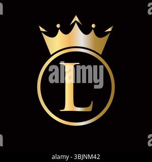 Crown Logo On Letter L Concept With Crown Icon Vector Template For Beauty, Jewelry, Fashion, Elegant Symbol Stock Vector