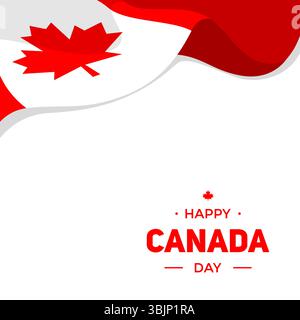 Happy Canada Day social media post greeting template with Canadian flag element Stock Vector