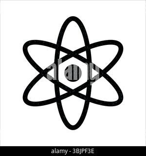 Simple black atom design on a white background Stock Vector