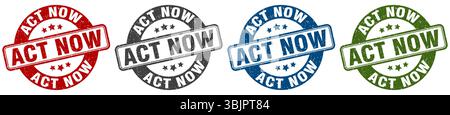 act now stamp. act now  stamp set on white background Stock Vector