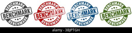 benchmark stamp. benchmark  stamp set on white background Stock Vector
