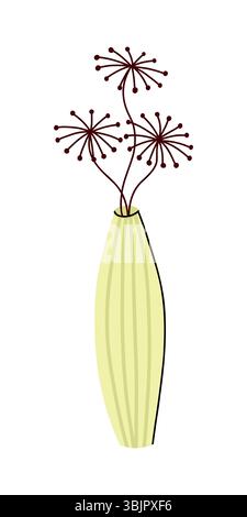 Abstract Long Vase with dried flowers  Stock Vector