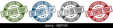 get started today stamp. get started today  stamp set on white background Stock Vector