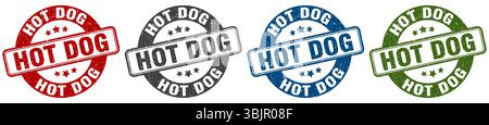 hot dog stamp. hot dog  stamp set on white background Stock Vector