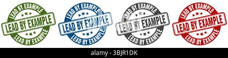 lead by example stamp. lead by example  stamp set on white background Stock Vector