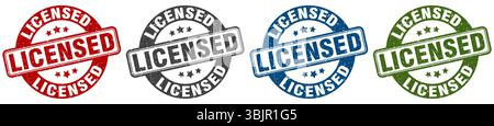 licensed stamp. licensed  stamp set on white background Stock Vector