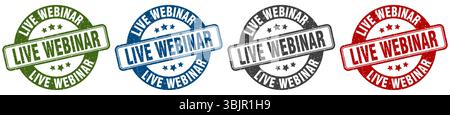 live webinar stamp. live webinar  stamp set on white background Stock Vector