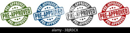 pre-approved stamp. pre-approved  stamp set on white background Stock Vector