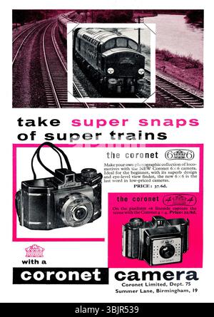 A vintage advertistment for Coronet Cameras, made in Birmingham, UK Stock Photo