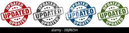 updated stamp. updated  stamp set on white background Stock Vector