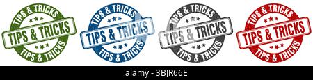 tips & tricks stamp. tips & tricks  stamp set on white background Stock Vector