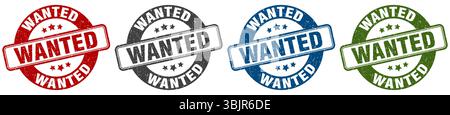 wanted stamp. wanted  stamp set on white background Stock Vector