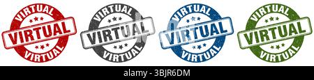 virtual stamp. virtual  stamp set on white background Stock Vector