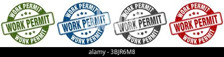 work permit stamp. work permit  stamp set on white background Stock Vector