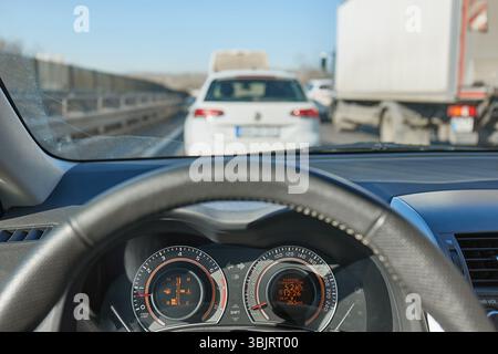 Road traffic jam on highway Stock Photo