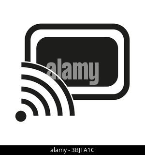 Broadcast screen icon. Signal wave vector. Black communication shape. Rounded display form. Stock Vector