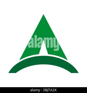 Green triangle icon. Abstract direction symbol. Sharp arrow shape. Vector minimal design. Stock Vector