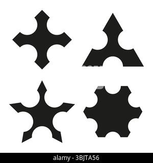 Star cross shapes. Geometric symbol collection. Vector icon set. Abstract form design. Stock Vector
