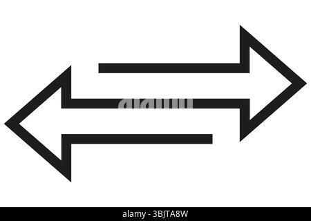 Opposite arrow icon. Horizontal direction shape. Vector line symbol. Bidirectional path sign. Stock Vector