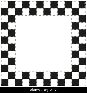 Checkered frame border. Black white squares. Chess pattern contour. Vector decorative shape. Stock Vector