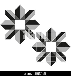 Star burst elements. Abstract Vector shapes. Geometric line pattern. Monochrome decorative graphic. Stock Vector