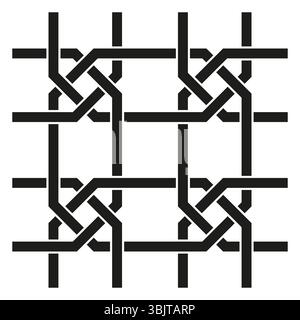 Celtic knot pattern. Black line design. Interwoven square structure. Vector abstract form. Stock Vector