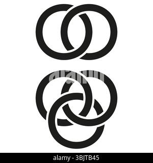 Loop circle icon. Overlap ring figure. Bold abstract symbol. Vector rounded shape. Stock Vector